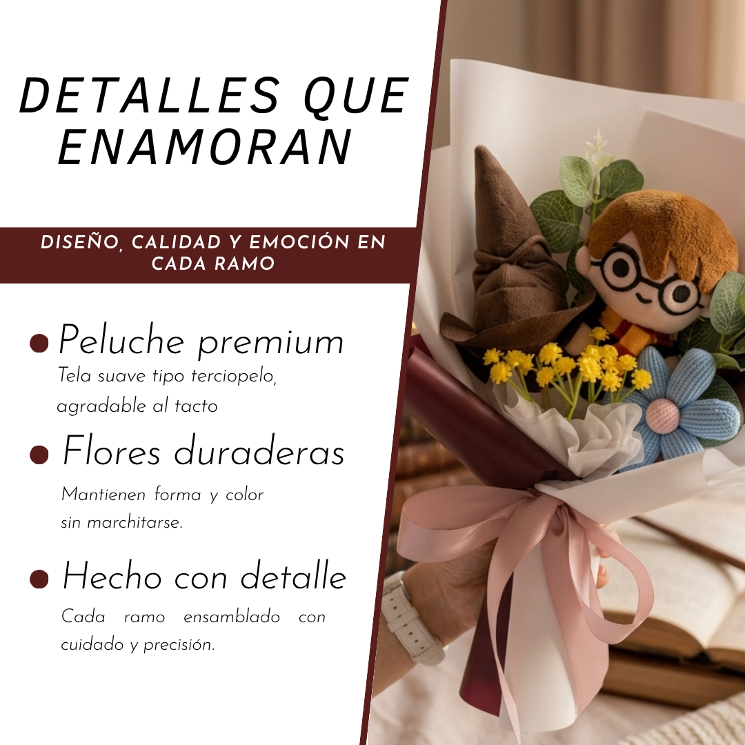 Ramo De Flores Con Peluche Mágico